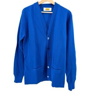 SAI Cobalt Blue Preppy Varsity Button-Front Cardigan